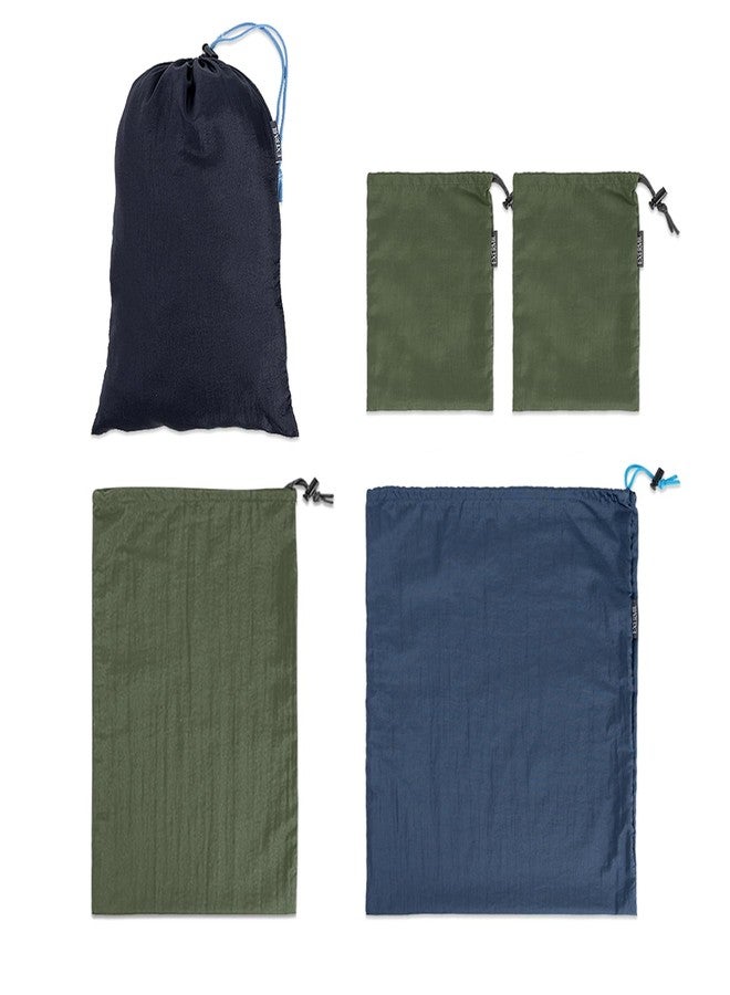 EXERMIL Nylon Stuff Sack Set 5 Pack (1.5L/7.5L/12.8L); Drawstring Storage Sack; Ditty Bags Medium Large XL Pouch for Organization Travel Camping Backpacking Down Jacket; Assorted Colors - Image 1
